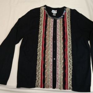 Chico's Fancy Black Knit Cardigan size 3 / XL